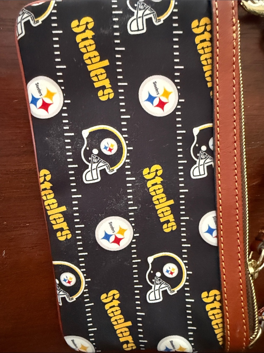 Dooney & Bourke Pittsburgh Steelers NFL Black Brown Wristlet Bag - Picture 6 of 6